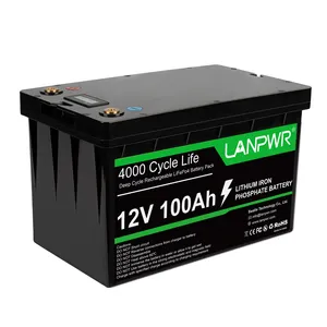 Batteria LANpwr 12V 100Ah LiFePO4 con energia 1280Wh, perfetta per camper, campeggio, motore a traina, alimentazione di Backup, energia solare/sistema solare