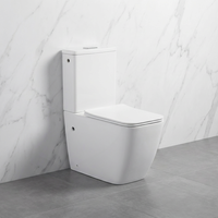WC moderne en céramique blanche, certifié WaterMark, à poser au sol, sans bride, à double chasse, deux pièces, avec siphon en P