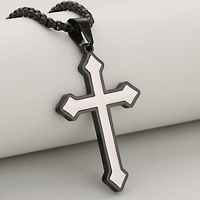 Collier pendentif flèche tendance pour homme en acier inoxydable avec chaîne maille forçat plaqué or 18 carats