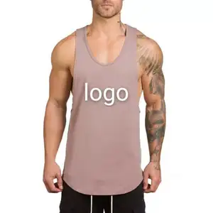 Camiseta deportiva sin mangas para hombre, ropa interior de algodón de licra, para correr, para gimnasio, venta al por mayor