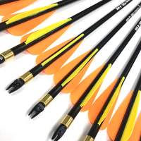 Flèches en fibre de verre OD 8 mm avec plumes en plastique pour pointes de chasse amovibles en acier inoxydable pour arc à poulies de 30 à 80 livres