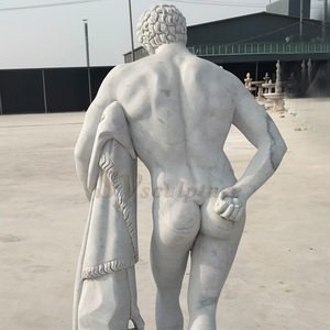 Escultura de Hombre Desnudo Griego Musculoso Tallada en Mármol Blanco Piedra en Venta - Product Image 5