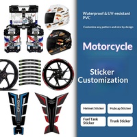 Individueller Motorrad-Aufkleber Wasserdichter PVC-Klebeaufkleber für Kofferraum Helm Radnabe 3D Kraftstofftank Fischgrätenmuster CMYK/PMS Farbe UV-beständig