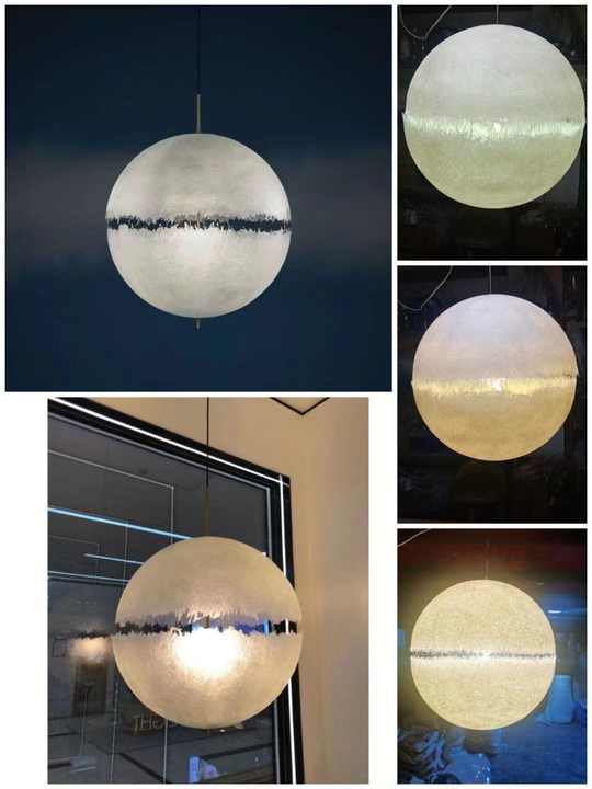 Modern Japanese Designers' LED Chandelier Cream Style Stone Pendant