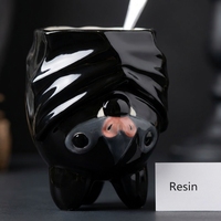 Taza Novedosa con Forma de Murciélago, Taza de Regalo Creativa 3D de Resina con Diseño de Animal de Dibujos Animados, Negra y Rosa
