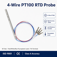 Sonde de température HUADONG 4 fils PT100, boîtier en acier inoxydable avec connecteur à broches métalliques, câble fluoroplastique haute température