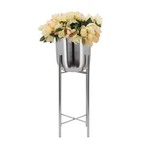 Macetas de Metal para Decoración de Salón, Macetero de Metal Plateado Antiguo de Alta Calidad con Soportes - Product Image 2