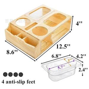 Caja de almacenamiento de madera para sofá, compartimentada para control remoto y teléfono móvil, con portavasos, de bambú y madera. - Product Image 4