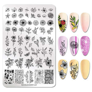 Grosir kustom Anime bunga desain seni kuku cap gambar piring anime bunga silikon 3d seni kuku cap piring - Product Image 4