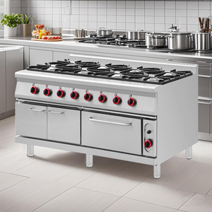Estufa de Gas Profesional de 8 Quemadores con Horno de Gas, Estufa de Gas Comercial de Acero Inoxidable, Equipo de Cocina de 8 Quemadores - Product Image 1