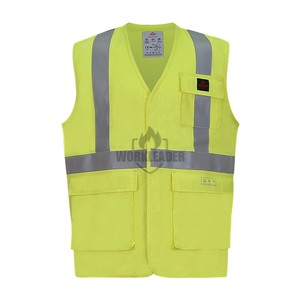 Chaleco de Alta Visibilidad Amarillo FR con Certificación NFPA2112 HRC2, Protección Contra Arco Eléctrico, Costuras Soldadas de Algodón/Nailon para la Industria del Petróleo y el Gas - Product Image 3