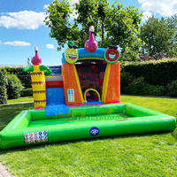 Aufblasbare Flamingo-Wasserrutsche mit Hüpfburg für Kinder, PVC, für draußen/drinnen, kommerziell nutzbar