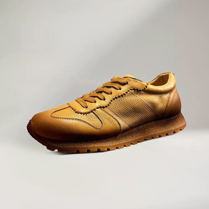 Qinhong Genuine Leather Breathable Training Shoes Men's Lace-up Casual Sports Shoes Lightweight <b>Low</b> <b>Heel</b> Daily Wear - Product Image 1