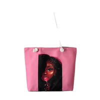 Bolsa de Lona Retro Práctica y Versátil para Exteriores, Modelo 2025, con Estampado de Dibujos Animados, Cierre de Cremallera, Bolsa de Playa de Gran Capacidad, Modelo Chino 1058