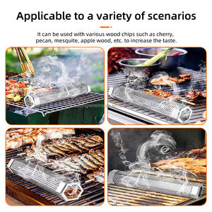 أنبوب تدخين محمول يعمل بالفحم، أداة شواء، مولد دخان ساخن/بارد للمطبخ الخارجي - مصنوع من الفولاذ المقاوم للصدأ/المعدن - Product Image 6