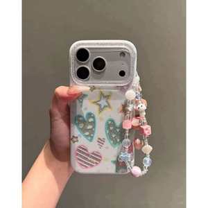 Adatto per <span class=keywords><strong>iPhone</strong></span> 17: Nuovo Modello <span class=keywords><strong>di</strong></span> Lusso Antiurto con Sfondo Bianco e Stelle Glitterate Colorate Intagliate - Edizione Speciale - Product Image 1