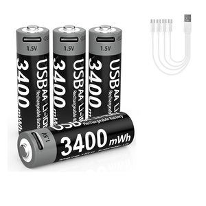 <strong>AA</strong> 1.5V 3400mWh USB <strong>Rechargeable</strong> Lithium <strong>Battery</strong> with Built-in Charging Port for Flashlights, Toys, Remotes, LED Devices - Product Image 4