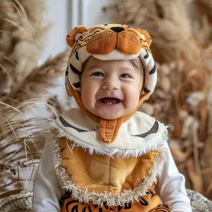 Cappello di tigre originale per bambini appena nati e bambini in peluche berretto invernale e bavaglini carino cappello caldo in maglia di cotone per animali impermeabile per ragazzi e ragazze progettati per bambini personalizzati