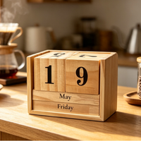 Calendrier perpétuel en bois vintage, blocs réglables pour mois, date, semaine, calendrier de bureau, bloc DIY, décoration pour la maison et le bureau, cadeau