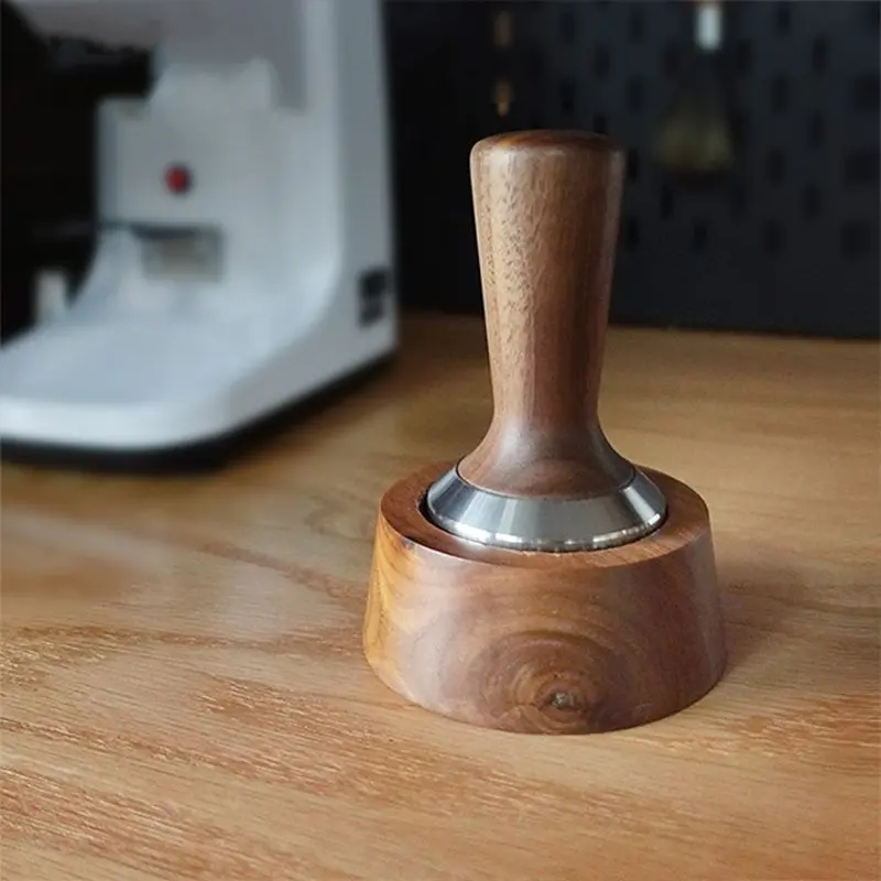 ملحقات آلة صنع القهوة مقبض مطرقة القهوة من الخشب الصلب أداة مطرقة مسحوق القهوة من الفولاذ المقاوم للصدأ