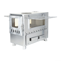 Four de camping professionnel en acier inoxydable, poêle chauffante pliable, à bois et charbon de bois, four de cuisson multifonctionnel pour l'extérieur