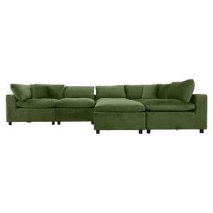 Canapé modulaire en velours vert olive moderne Hayward pour salon et villa, surdimensionné, 6 places, hôtel - Product Image 6