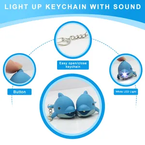 Dolphin Mini Keychain Flashlight Sea Animals Keychains For Girls Bag