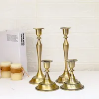 Candelabros de Metal para decoración de bodas, candelabros Retro dorados de 3 brazos, 5 candelabros