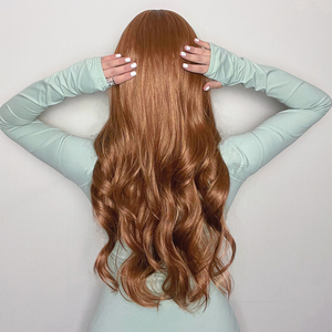 Peluca ondulada larga Ombre rubia naranja, pelo sintético de fibra de alta temperatura, pelo falso Natural resistente al calor, Cosplay de fiesta para mujer - Product Image 3