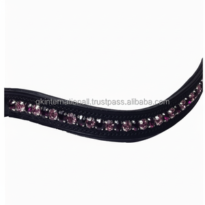 Banda de cuero ecuestre de alta calidad, incrustaciones de gran tamaño multicolor, cristales, decoración ostentosa, venta al por mayor - Product Image 1