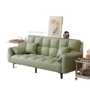 Leather Sofa <b>Bed</b> Creamy Design <b>Folding</b> Two In One <b>Double</b> Size Living Room Use - Product Image 5