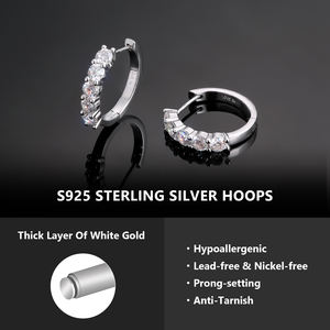 Envío Gratis, Pendientes de Aro con Diamantes Moissanite VVS de 2ct y 1ct, Hipoalergénicos, Plata S925, Chapados en Oro de 14K, para Mujeres y Hombres - Product Image 5