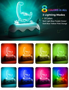 LOHAS Cute <span class=keywords><strong>Dragon</strong></span> RGB LED Night Light Mini Table Night Lamp Type-C USB & Battery Powered Color Changing Acrylic para niños Nursery - Product Image 2