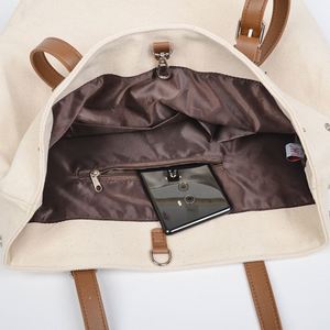 Bolsa de Compras Personalizada de Algodón, Bolsa de Lona Grande con Asas de Cuero - Product Image 5