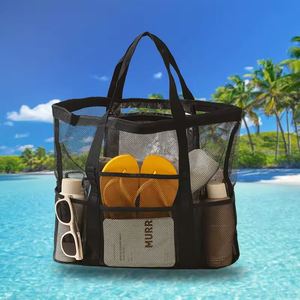 Mesh <b>Beach</b> Tote <b>Bags</b> Multiple Lightweight Pockets <b>Foldable</b> Summer Swimming <b>Beach</b> Mesh <b>Bag</b> for Women - Product Image 3