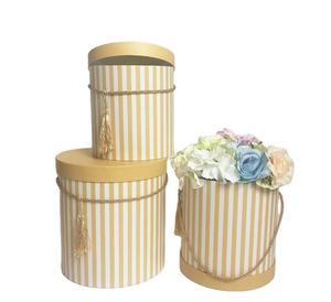 Водонепроницаемая оптовая продажа Роскошная индивидуальная полоса круглая Цветочная коробка подарочная коробка sets-W9348 - Product Image 5