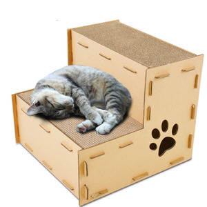 DIY Austauschbarer Wellpappe-Kratzbaum für Katzen in Treppenform mit Katzennest-Haus - Product Image 2