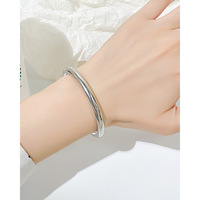 Bracelet manchette minimaliste en acier inoxydable plaqué or, incurvé en forme de C, étanche, vente en gros pour couples unisexes