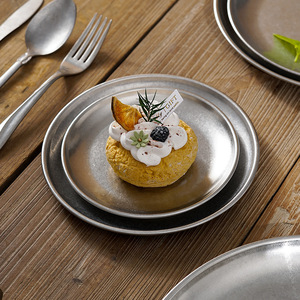 Assiettes à dessert rétro écologiques en acier inoxydable pour cafés et dîners à l'américaine, petites assiettes rondes personnalisées - Product Image 6