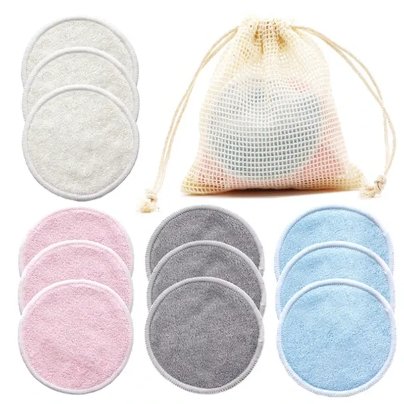 12 Stuks Wasbare Bamboevezel Make-Up Remover Pads Herbruikbare Ronde Verwijderaar Wattenschijfje Zacht Katoen Gezichtsreiniging Huidverzorgingstool