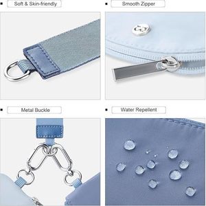 Women's Wristlet Mini Coin <b>Purse</b> Light Blue Solid Color Full <b>Zip</b> Key Card Holder Everyday Use - Product Image 3