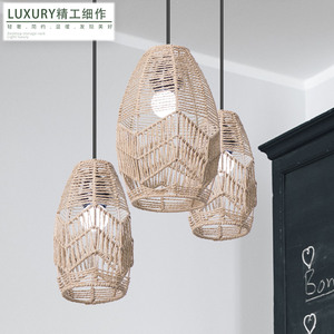 Hand Woven Straw <b>Rope</b> Pendant <b>Light</b> E27 Oval Adjustable Height For Guesthouse Hotel Restaurant - Product Image 1