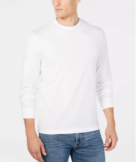 Organic cotton fabric white Long Sleeve T shirt Long-Sleeve t shirt for men
