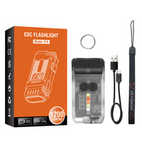 Boruit V15 LED 1200LM 105M gamme Mini lampe de poche EDC IP67 lampe étanche Rechargeable 80 Rotation torche porte-clés lampe de poche