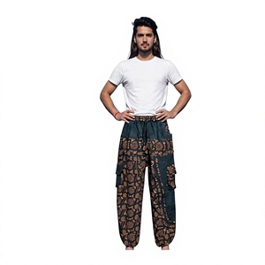 100% Pure Cotton Breathable Eco-Friendly Washed Vintage <b>Trousers</b> Elastic Waist <b>Lightweight</b> Durable High Waist Loose Fit Full - Product Image 1