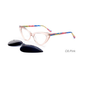 Occhiali da sole da donna di nuovo Design con struttura <span class=keywords><strong>blu</strong></span>/marrone/grigio/tartaruga trasparente occhio di gatto TR90 acetato polarizzato paralume a Clip - Product Image 1