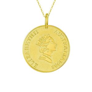 Pendentif pièce de monnaie Xinfly en or pur 18 carats avec portrait de la reine Elizabeth, tendance géométrique pour femme, idéal pour mariage - Product Image 5