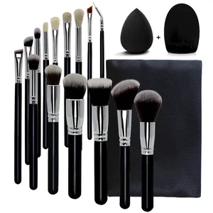 Feiyan Manufacturing Beauty Professional 15 Pcs Hoge Kwaliteit Custom Make-Up Borstels Houten Handvat Make-Up Cosmetische Borstels Set