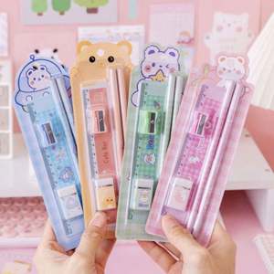 ชุดเครื่องเขียนกล่องของขวัญเด็กนักเรียน 5 ชิ้น ของขวัญวันเกิดเด็กน่ารัก คาวาอี้ ขายส่ง ไม้บรรทัด ยางลบ กบเหลาดินสอ - Product Image 5