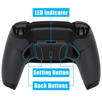 Kit de modification pour manette PS5, poignée en caoutchouc noir, kit de remapage RISE4 V3 avec carte de remapage, bouton arrière, coque arrière